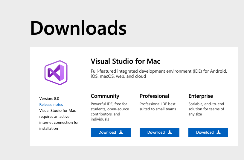visual studio 2019 download for mac